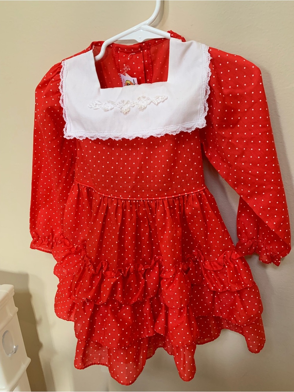Vintage “The Pooh” Red Polka Dot Girls' Costume Dress with White Collar